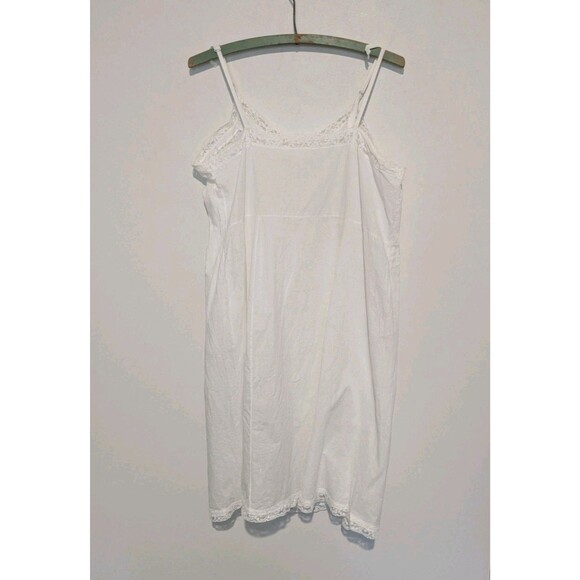 Vintage 40s 50s Pieced White Emb Cotton Blend Fabric Lace Full Slip Dress B36 - Picture 5 of 7